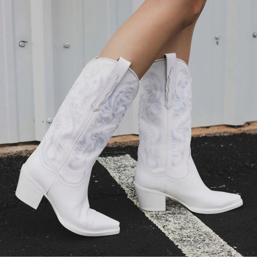 JEFFREY CAMPBELL Dagget White Cowgirl Boots 9